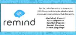 Remind: text sport codes to 81010