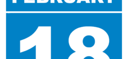 Blue calendar showing February 18
