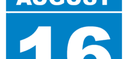 Blue calendar showing August 16