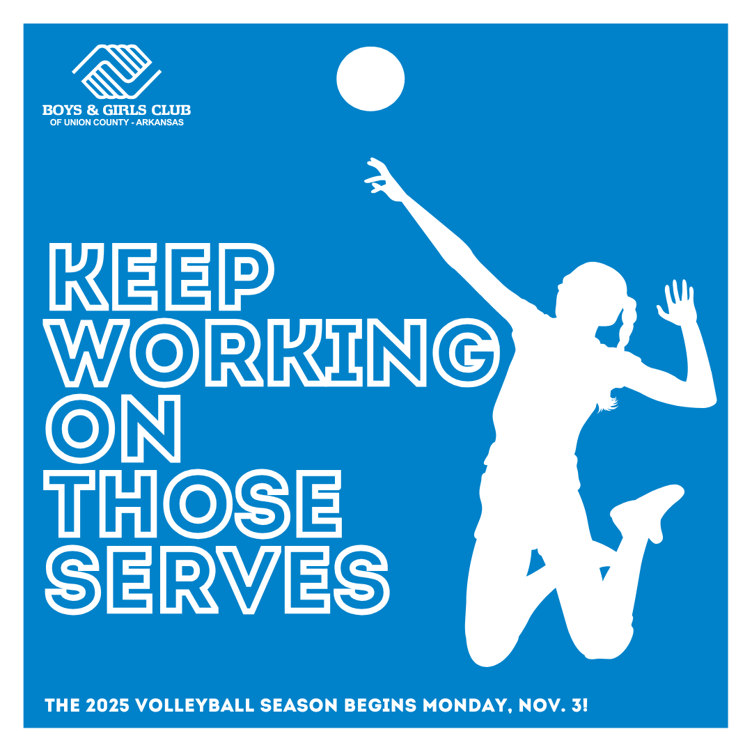Volleyball player silhouette with motivational text