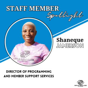Staff spotlight poster featuring smiling team member